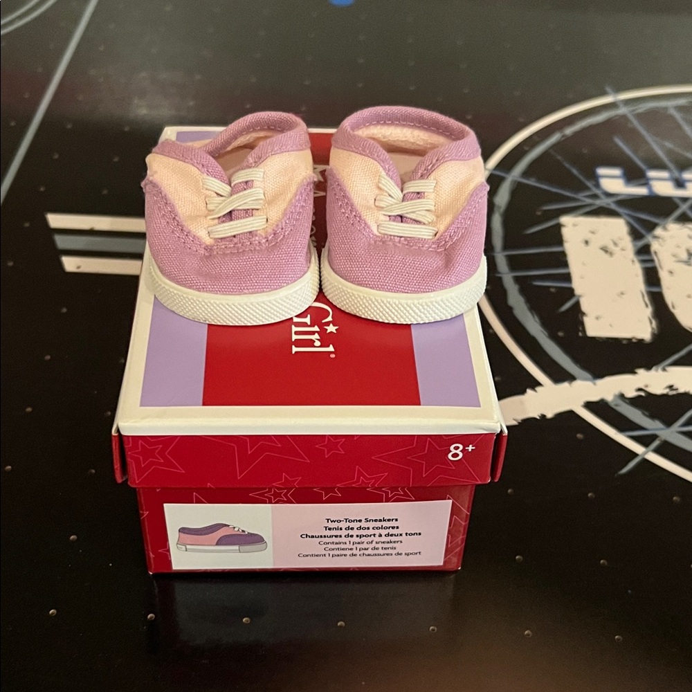 American Girl Pink and Cream Sneakers with box